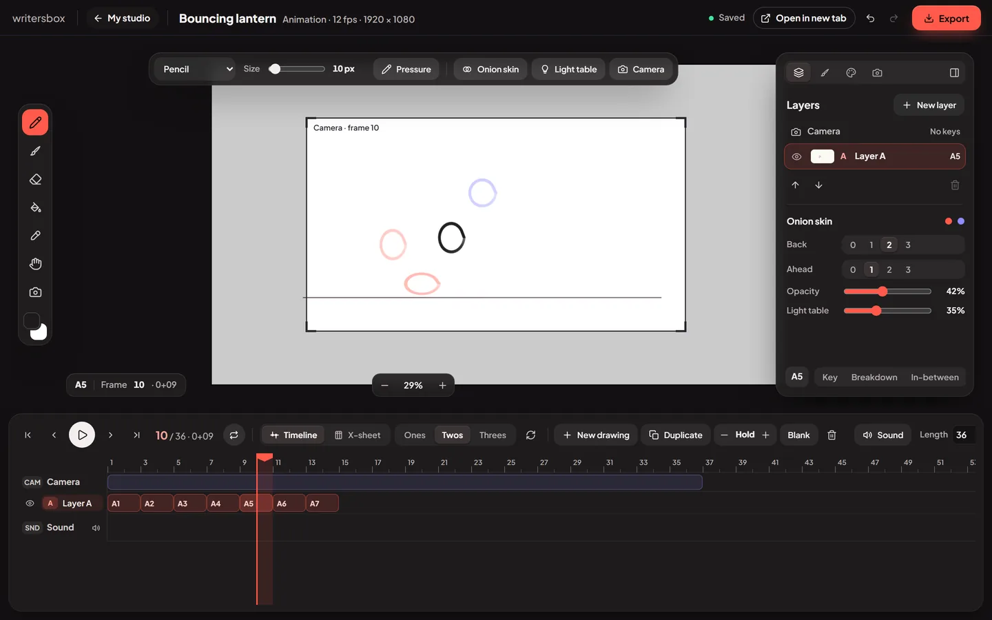 Animation in WritersBox, with sample work made in it