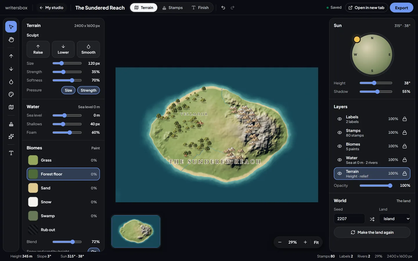 Map maker in WritersBox, with sample work made in it